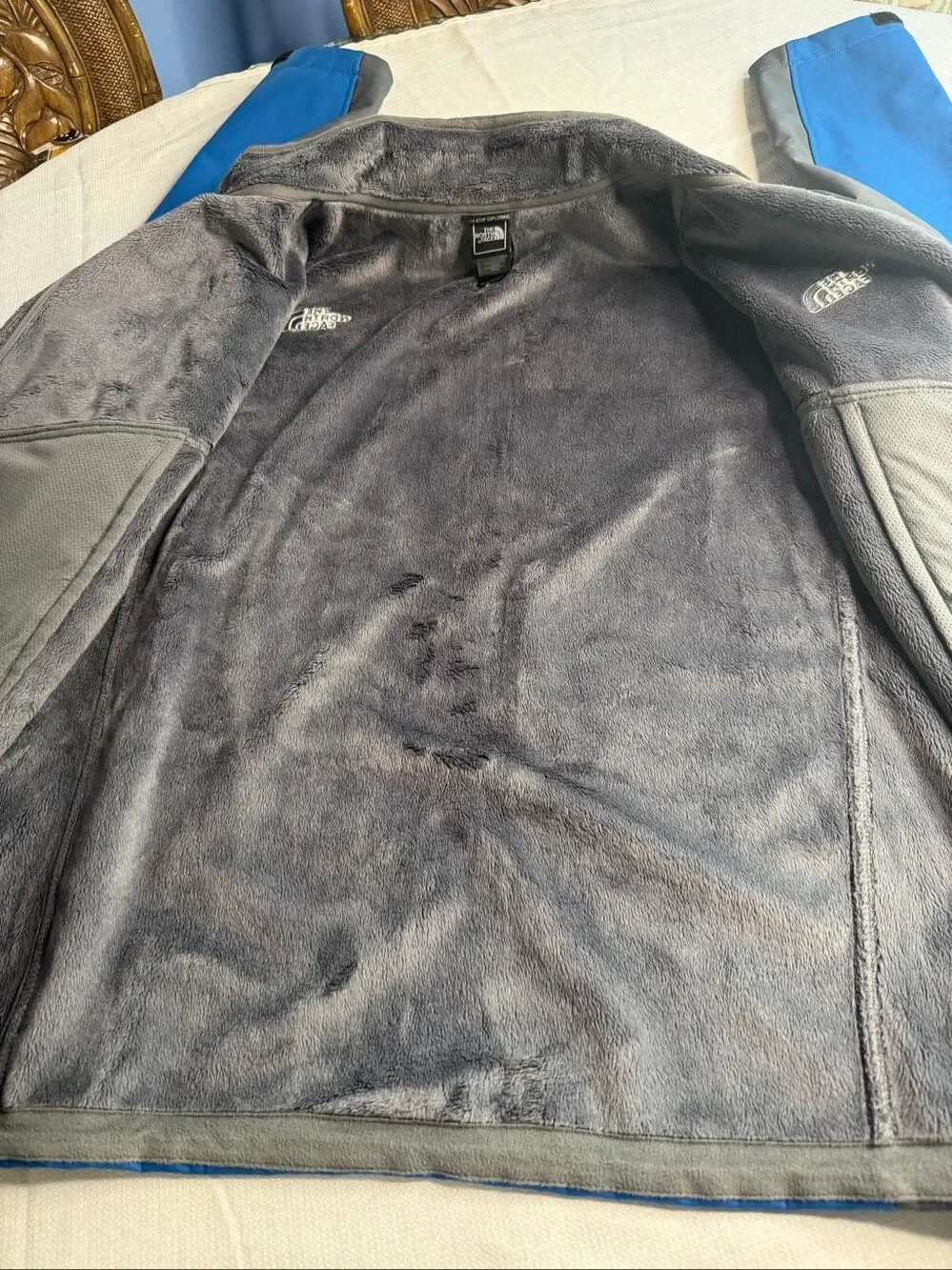 The North Face Blue Gray Soft Shell Full Zip Jacket Windbreaker Size XL